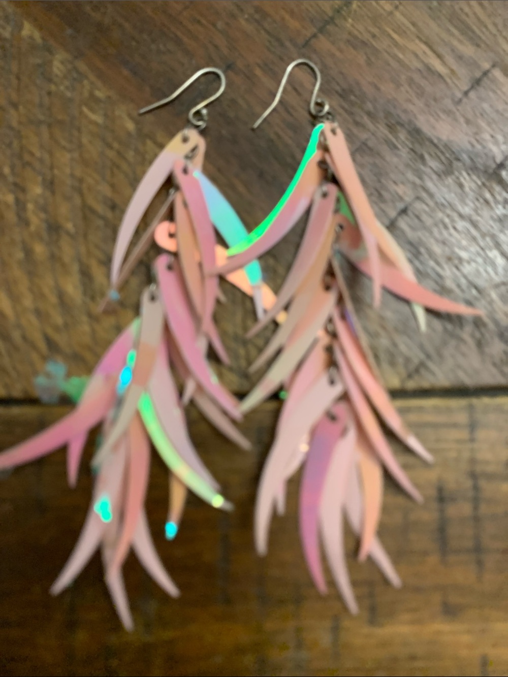 Pink Iridescent Dangle Earrings - Women Jewelry
